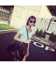 拼色修身馬卡龍色純色短袖T恤(Tシャツ/カットソー)