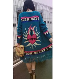 夢展望・LN-K | ニットフリンジロングカーディガン(その他アウター)