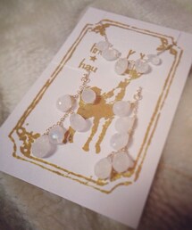 Handmade | レインボームーンストーンイヤリング&ネックレス(イヤリング)