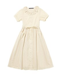 トーションレース衿ロングシャツワンピース(ワンピース)