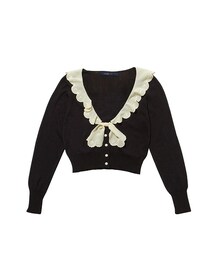 F i.n.t | カットワーク衿アクリルコットン長袖ニットカーディガン/an another angelus(カーディガン/ボレロ)