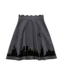 F i.n.t | シルエットフロッキープリントミドル丈フレアースカート/F i.n.t(スカート)