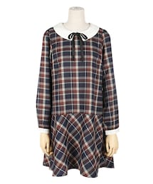 F i.n.t | クレリック衿チェック長袖ワンピース/F i.n.t(ワンピース)