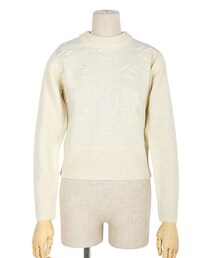 an another angelus | ローズジャガードハイネック長袖ニットプルオーバー(ニット/セーター)