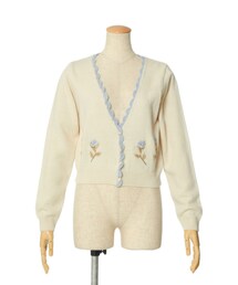 F i.n.t | ローズ刺繍Vネックニットカーディガン/F&A(カーディガン/ボレロ)