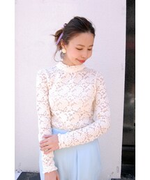 F i.n.t | スタンドカラー総レース長袖ブラウス/F&A(シャツ/ブラウス)