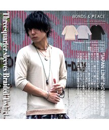 Bonds & Peace | BONDS&PEACE 編み込みVネック7分袖Tシャツ(Tシャツ/カットソー)