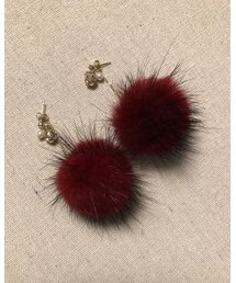SHOO・LA・RUE | でっかい赤ファーピアス❤(ピアス（両耳用）)