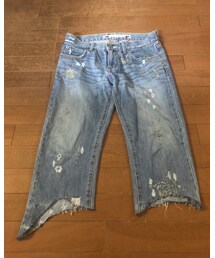 ﾂﾓﾘ(ｾﾙﾌﾘﾒｲｸ✂️) | ツモリチサトのダメージデニムをセルフカットしたやつ✂️(デニムパンツ)