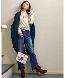 立ち姿🐼 | デニムは正面から靴とソックスが見える長さに✂️✨(採寸ボディースーツ)