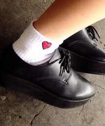 ハートソックス×厚底シューズブラック(ソックス/靴下)