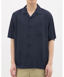 GU | オープンカラーシャツ ネイビー (半袖)(シャツ/ブラウス)