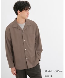 GU | オープンカラーシャツ(長袖)(セットアップ可能)(シャツ/ブラウス)