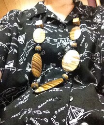 MOUSSY | レーヨン 黒地図模様シャツ(シャツ/ブラウス)