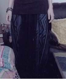 MALAIKA | 黒地に灰色がかった青模様のアラジンパンツ(その他パンツ)