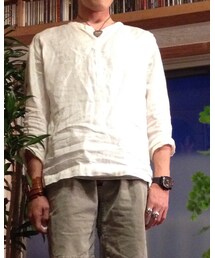 GOLD | リネンプルオーバー ヘンリーネック(シャツ/ブラウス)