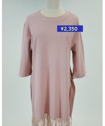 ピンク♡ | フリンジ・ロングTシャツ(Tシャツ/カットソー)