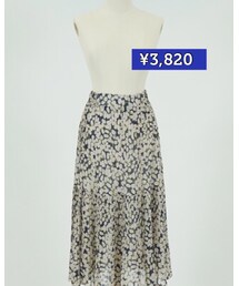 ブルー♡ | フラワープリント ミモレスカート(スカート)