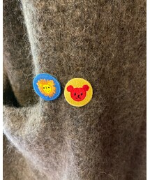ACNEカーデのアップリケ🐻🦁✨ | 表参道の裏路地で見つけた文房具店で購入✨(カーディガン/ボレロ)