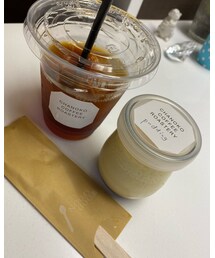 いつものカフェのコーヒーとプリン🍮 | コーヒーは待ち切れず飲んじゃった💦(その他)