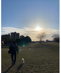 近くの公園でお散歩する旦那とチャコ✨ | その他