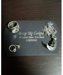 CRAZY PIG | スカルインザムーンペンダント、スモールクリスタルスカルリング、ミニスカルオンフープピアス、ムーンスタッド(アクセサリー)