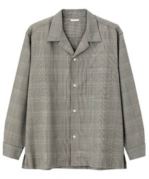 GU | グレンチェックオープンカラーシャツ GRAY L(シャツ/ブラウス)