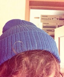青 ニット帽(ニットキャップ/ビーニー)