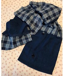 VINTAGE | 綿蚊帳(明治～大正) 格子絣(明治中期 手紡ぎ手織り)ハンドメイド(ストール/ショール)