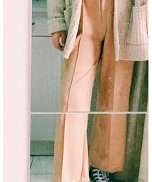 卡其色麂皮阔腿裤 | パンツ