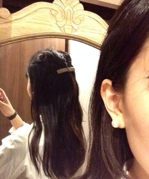 パールピアス と リボンバレッタ(ピアス（両耳用）)