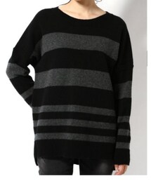 Deuxieme Classe | タスマニアラムボーダー プルオーバー  ネイビーグレー(ニット/セーター)