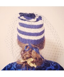 チュールついた帽子(ニットキャップ/ビーニー)