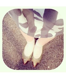 グリーンの先っぽゴールドの靴(パンプス)