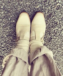 リネンと皮のシューズ(その他シューズ)