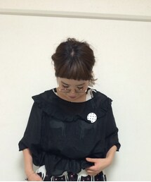 bulle de savon | 黒のシースルーブラウス(シャツ/ブラウス)