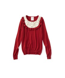 haco! | ピルヴィー すっきりシルエットのシルク混ガーリーレースニットの会(ニット/セーター)