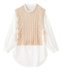 しまむら | 透かしベスト+シャツ　L　淡緑(シャツ/ブラウス)