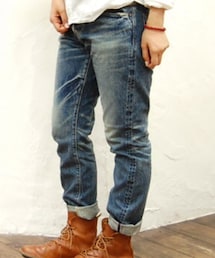 D.M.G. | DMG　ドミンゴ　13.5ozセルヴィッチデニム5Pテーパードフィットパンツ（淡色）(デニムパンツ)