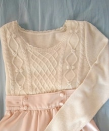 earth music&ecology | パール付クロスケーブルニットプルオーバー(ニット/セーター)