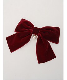 Ank Rouge | ベロアリボンフェイクパールBIGヘアクリップ(ヘアアクセサリー)