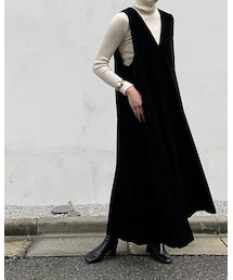 foufou | 【THE DRESS #16】no-sleeve velour one piece（ノースリーブベロアワンピース）(ワンピース)
