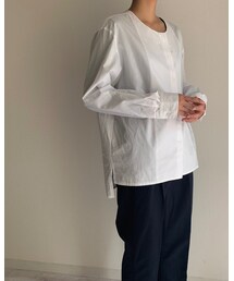 foufou | no collar broadcloth shirts （ノーカラー ブロードクロス シャツ）(シャツ/ブラウス)