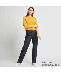 UNIQLO | ハイライズストレートジーンズ(丈長め82cm）(デニムパンツ)