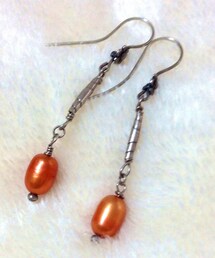 オレンジのパール(ピアス(両耳用))