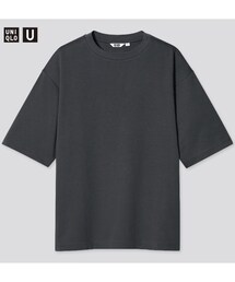 UNIQLO | エアリズムコットンオーバーサイズTシャツ(5分袖) 07 GRAY(Tシャツ/カットソー)