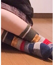 tutuanna | カシミヤ混パッチワーク模様ソックス（紺）(ソックス/靴下)