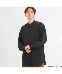 GU | GU オーバーサイズスタンドカラーシャツ(長袖)(シャツ/ブラウス)