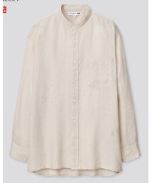 UNIQLO | UNIQLO プレミアムリネンオーバーサイズスタンドカラーシャツ(シャツ/ブラウス)