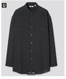 UNIQLO | UNIQLO ワイドフィットスタンドカラーストライプシャツ(シャツ/ブラウス)